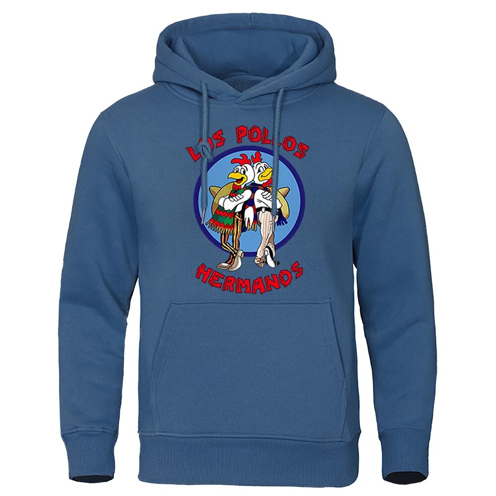 Los Pollos Hermanos Letter Print Men's Hoodie - Oversized-haze blue-XXL-