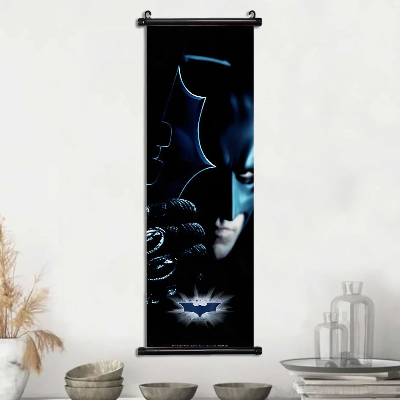 DC Batman Movie Poster Hanging Scroll Wallpaper Wall Artwork Canvas Painting Picture Print Room Home Decoration Art Decor Gift-1-5-3-25x75cm(10x30inch)-CHINA