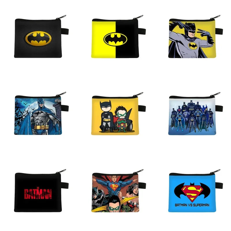 DC Anime Figure Justice League Batman Bruce Wayne Coin Purse Portable Card Case Coin Key Storage Bag Clutch Small Gifts-