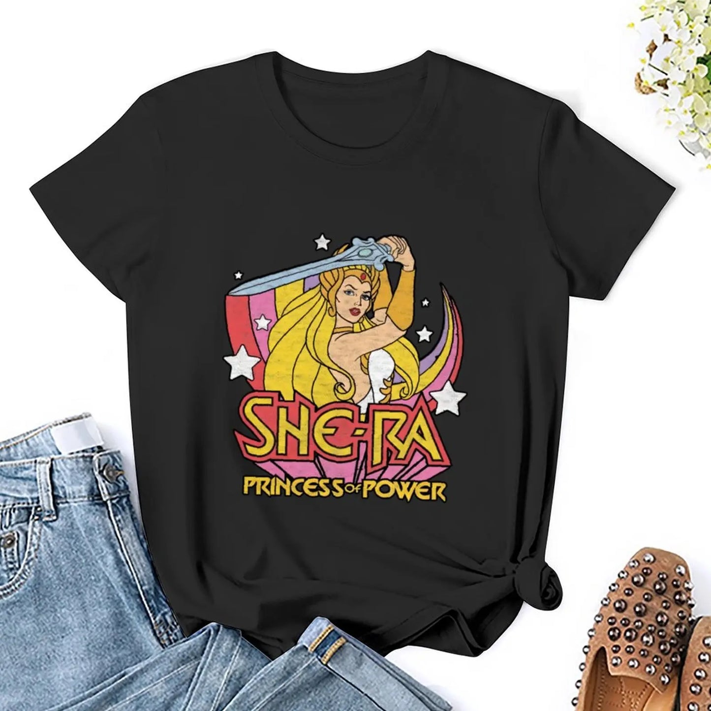 She-Ra Rainbow Sword Oversized T-Shirt: Princess of Power Graphic Blouse for Women - She Has The Power - Gift-