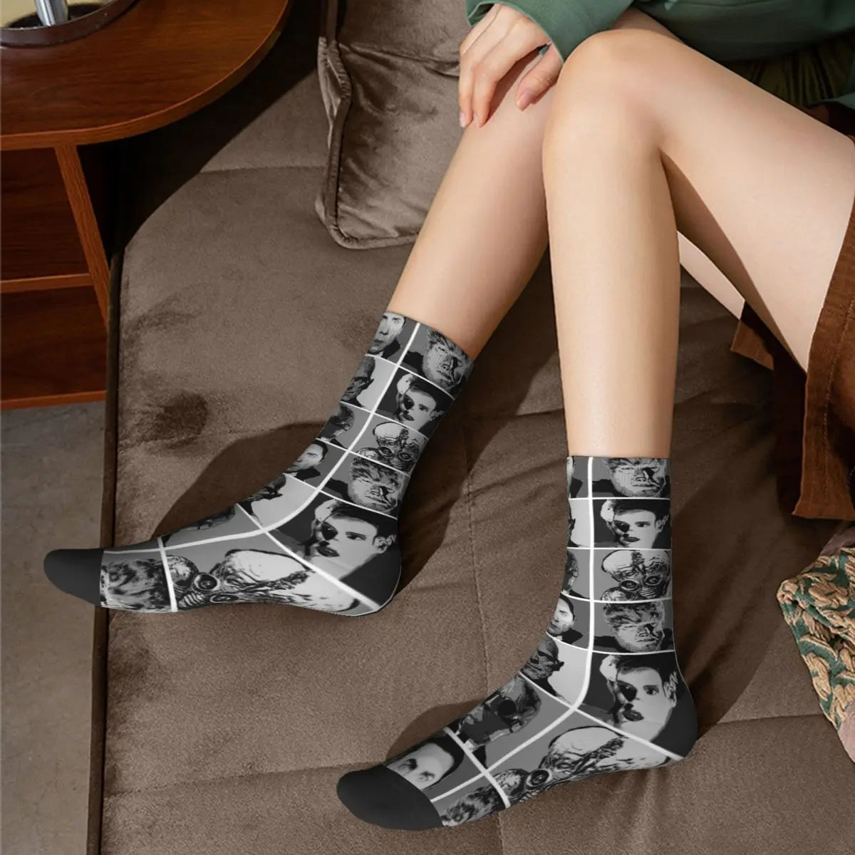 Autumn Winter Warhol Frankenstein Socks - Funny Women & Men Universal - Horror Halloween Sports-As Shown-One Size-