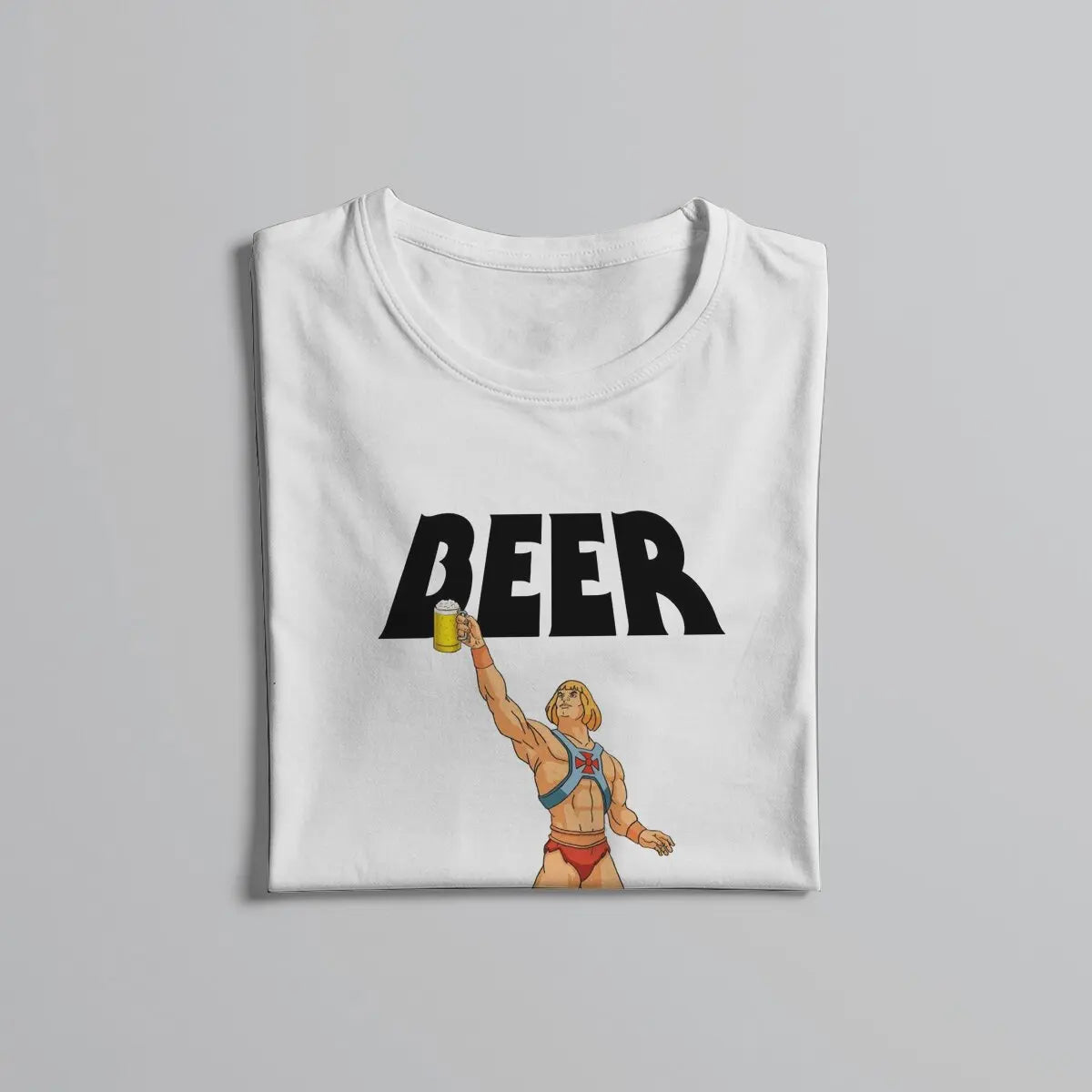 He-Man Beer Manga T-Shirt: Vintage Punk Harajuku Style Masters of the Universe Polyester Streetwear - 90's Dad Gift-