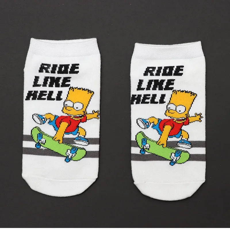 Novelty Simpsons Socks - Happy Cotton Style - Fun and Fashionable Gift for Women or Teens Retro Cartoon Lovers-1-one size-