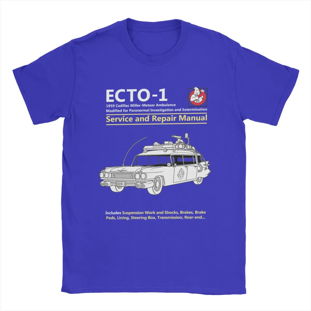 Ghostbusters ECTO-1 Manual T-Shirt - Cotton O-Neck Tee for Men Gift Idea Clothes-Blue-6XL-