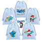 Anime Smurfs Kids Drawstring Bag - Cute Cartoon Print Sports Sack for Parties, Outdoor Gifts, Retro Hand Pouch-