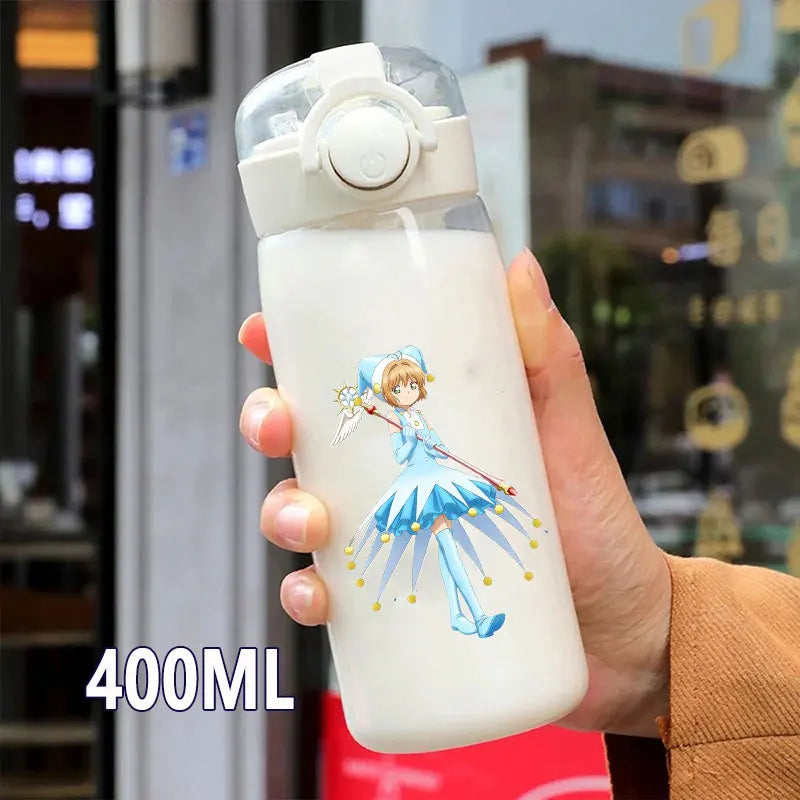 Cardcaptor Sakura Straw Water Bottle - 400ML/600ML Transparent Plastic Anti-Drop Cup for Students and Kids-4-14-