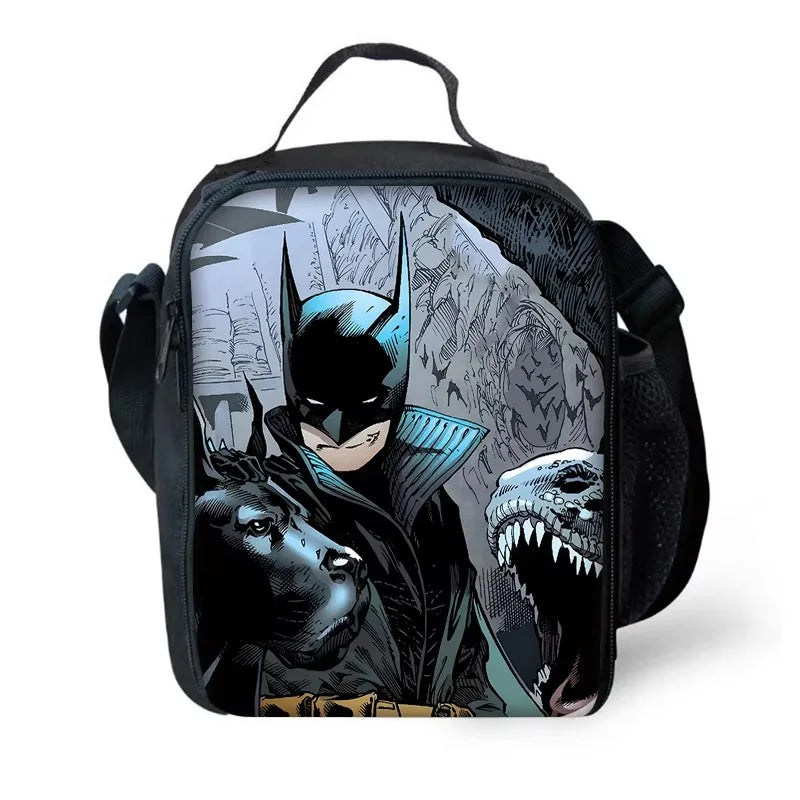 Super B-BatmanS-Logo Child School Backpack with Lunch Bags ,Pencil Bags ,School Bags for Boys Girls Best Gift-XHOO1-KB-172-A6-