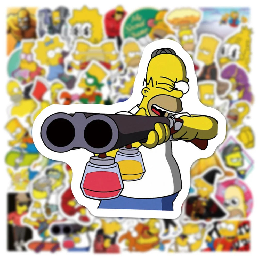 Simpsons Family Cartoon Stickers - DIY Decals for Skateboards, Laptops, or Bikes - Fun Present for Kids or Teens-