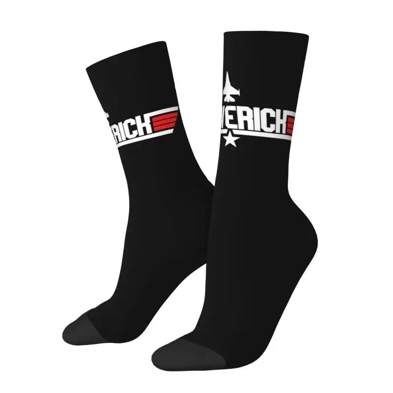 Maverick Top Gun Movie Socks - Women & Men Warm 3D Printing - Tom Cruise Inspired Basketball Sports Crew-