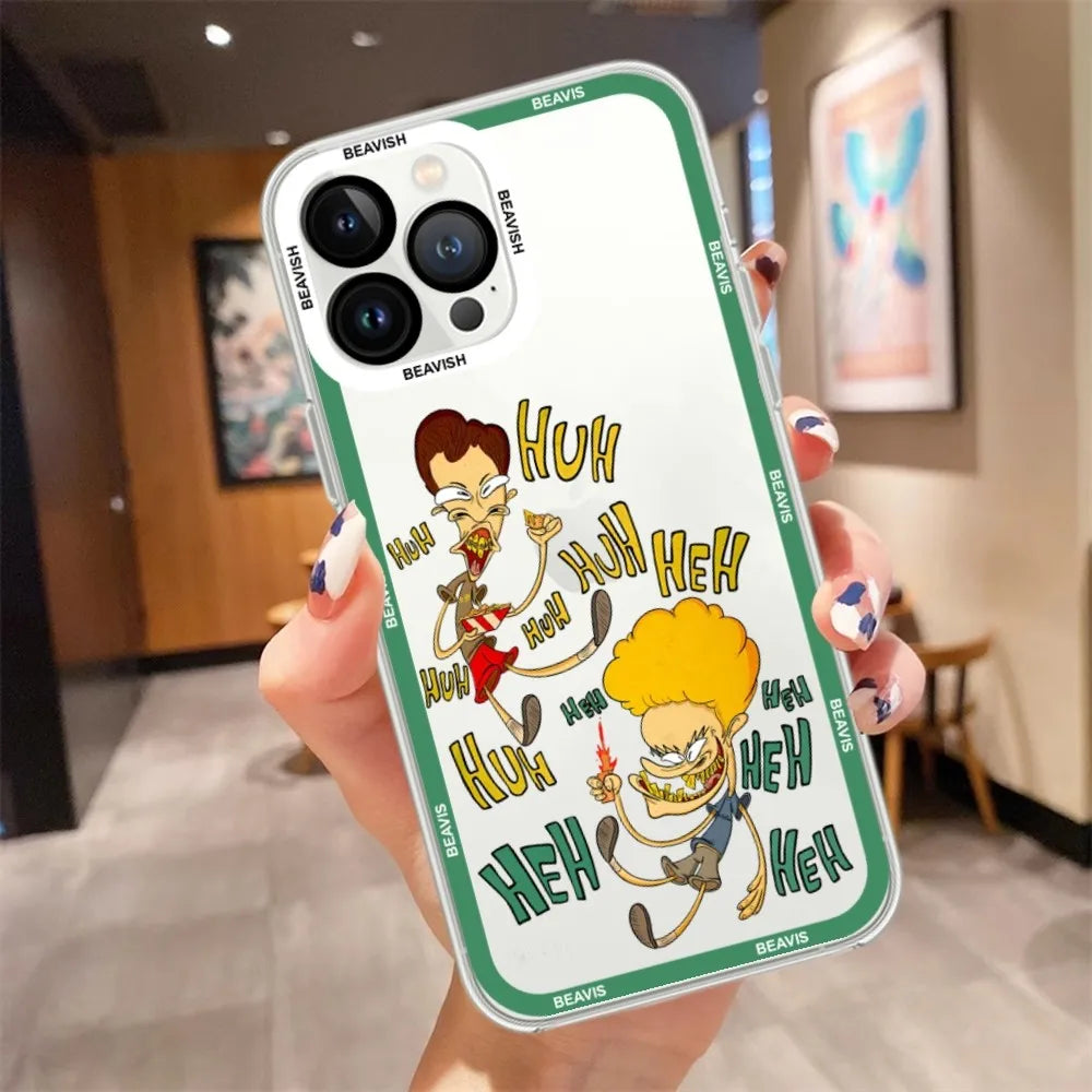 Cartoon Beavis and Butt-Head Phone Case for iPhone 11 12 Mini 13 - Transparent Shell-z4-iPhone14pro-