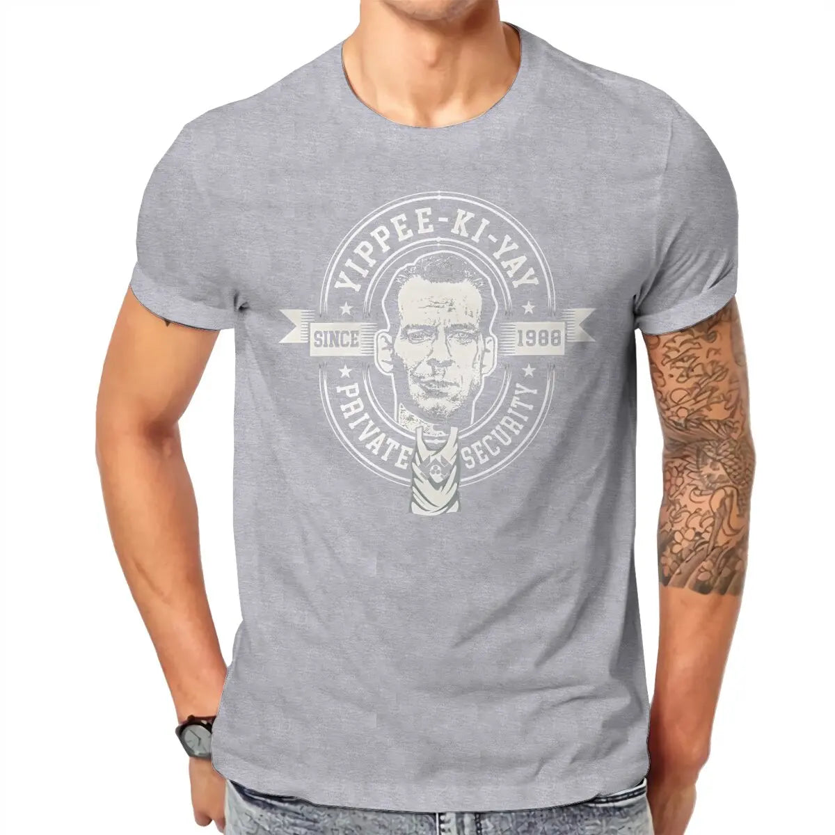 Die Hard - Yippee Ki Yay T-shirt - Homme Men's Tees - Cotton T-Shirt for Men - Casual Tops-Grey-M-