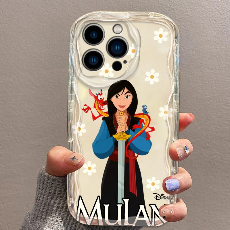 Mulan Cute Cartoon Disney Phone Case for iPhone 15 14 13 12 11 - Soft Transparent Wave Oil Cover-