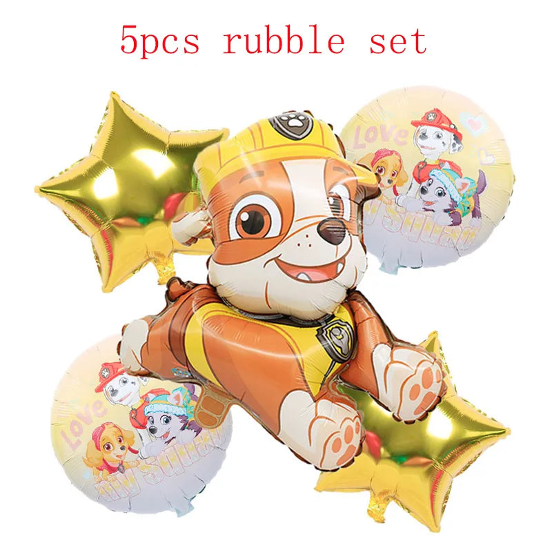 Paw Patrol Birthday Party Decorations Tableware Supplies Balloons Paper Party Plate Cup Napinks Gift Bag Baby Shower Kids Happy-5pcs gold balloons-