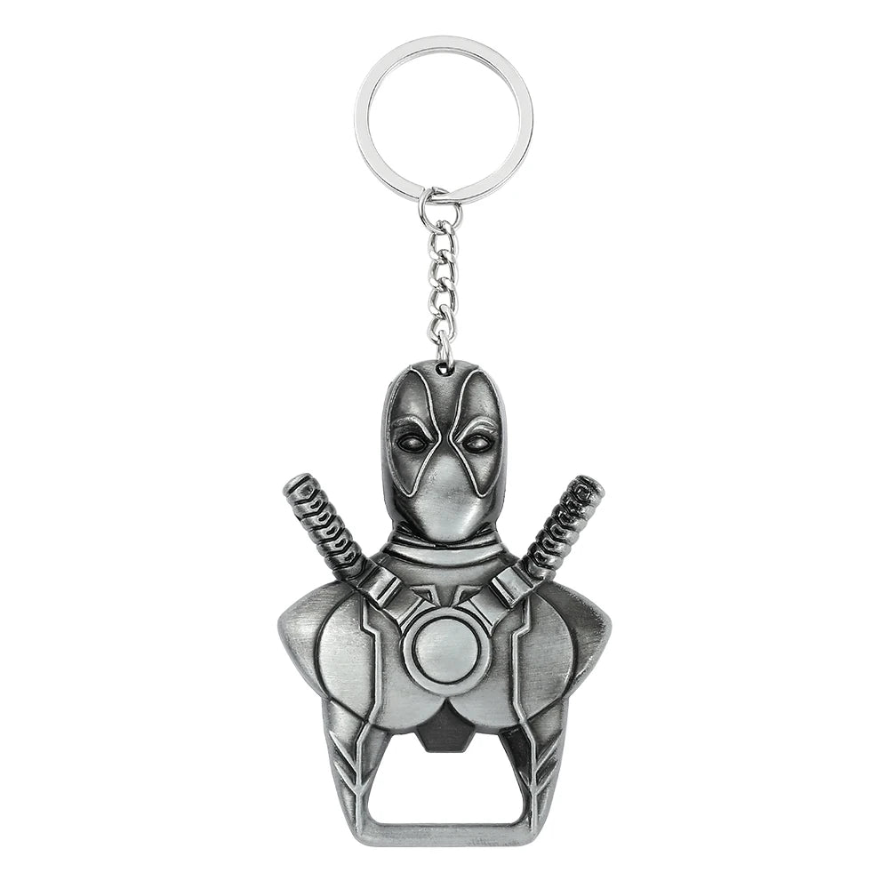 Deadpool Bottle Opener Keychain - Marvel Comic Corkscrew Keyring - Great Gift for Fans-Deadpool Keychains-CHINA-