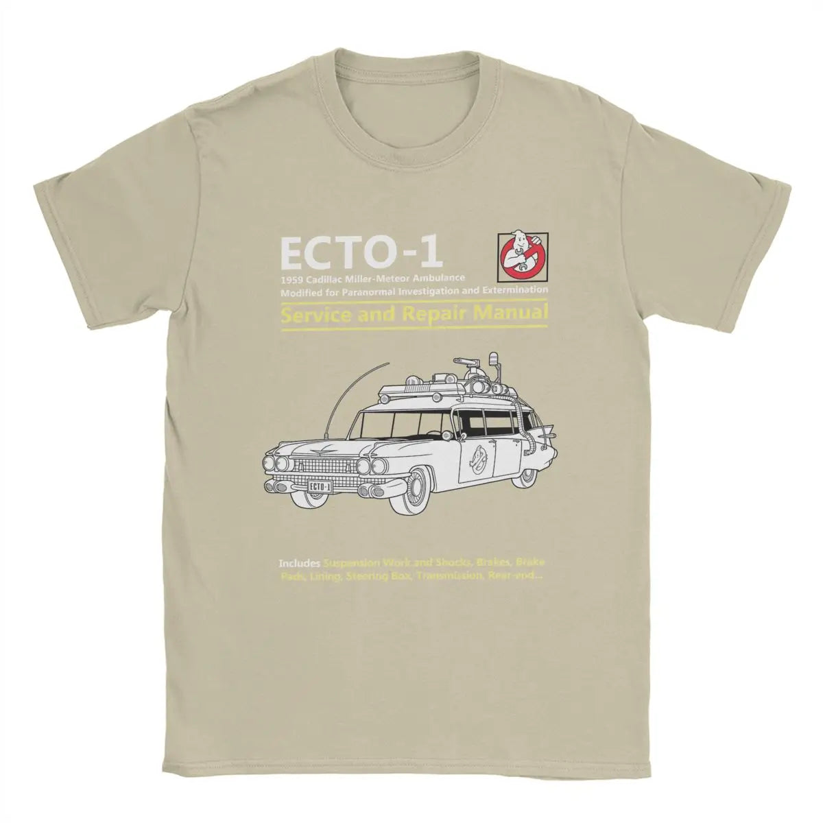 Ghostbusters ECTO-1 Manual T-Shirt - Cotton O-Neck Tee for Men Gift Idea Clothes-Khaki-4XL-