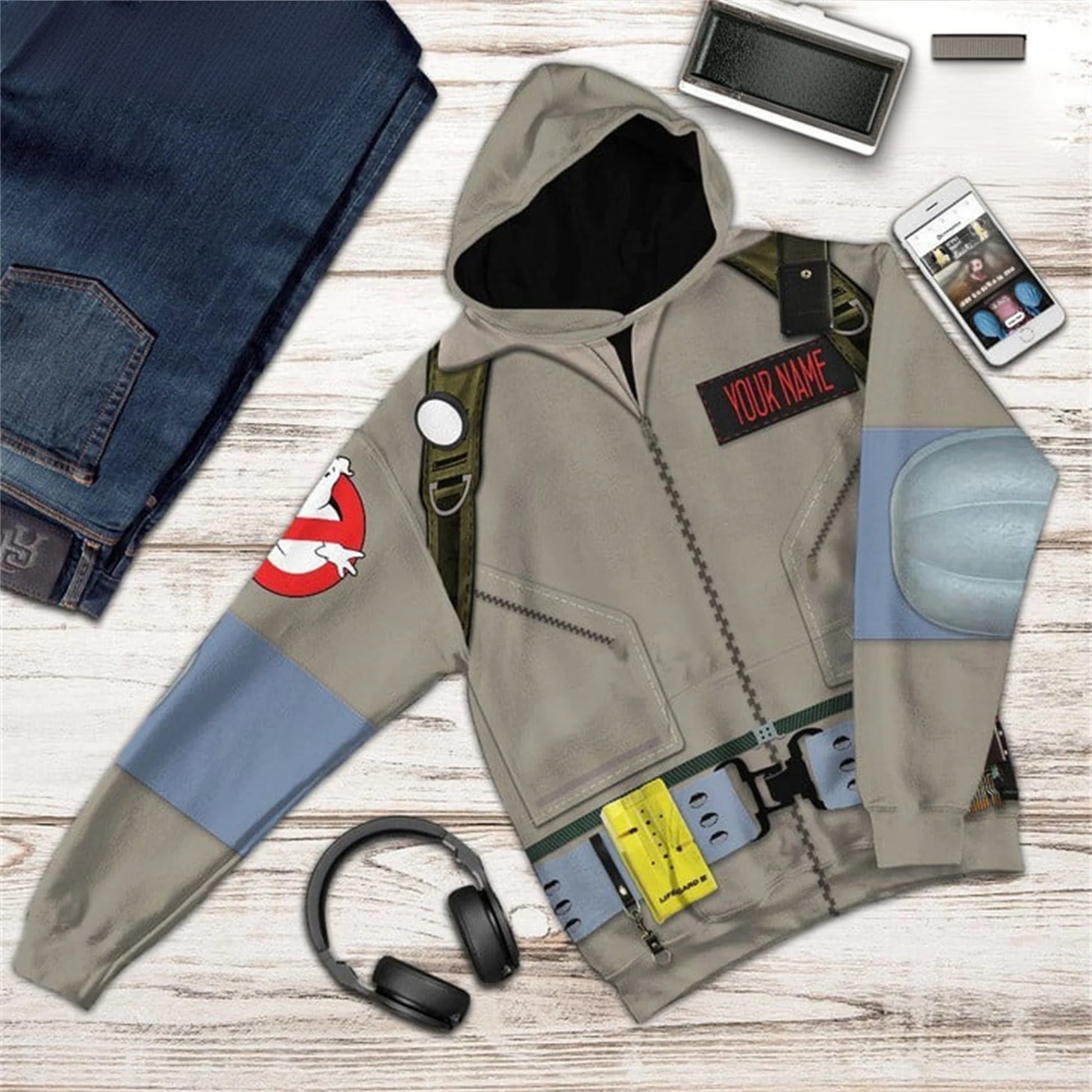 Custom Name Ghostbusters Zip-Up Hoodie - Cosplay Apparel Casual Tracksuit Jacket-