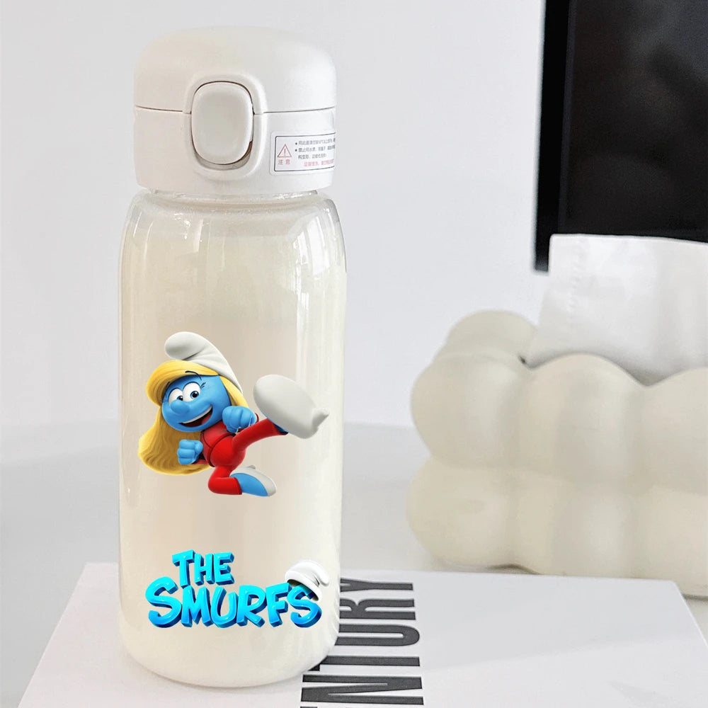 The Smurfs Straw Water Bottle - Large Capacity Cartoon Cup for Kids, Outdoor Sports, Portable Retro Anime Gift-28-600ML-