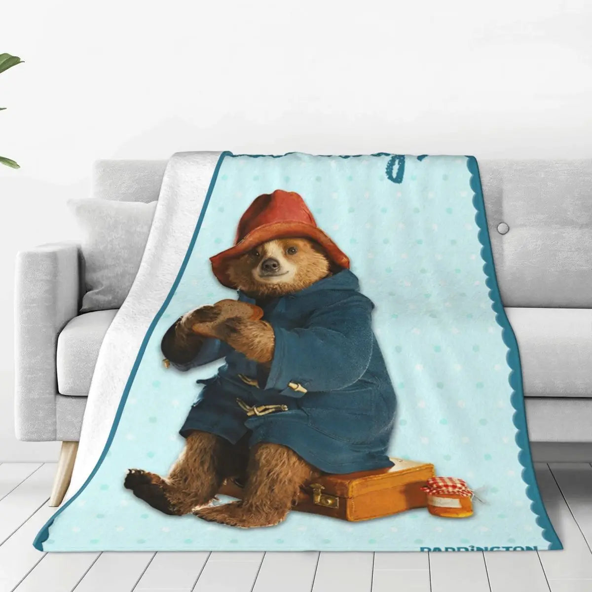 Warm Soft Blanket Picnic - Britain Paddington Brown Bear Throw Blanket Flannel Bedspread For Bedroom Print Sofa Bed Cover-10-102x127cm-