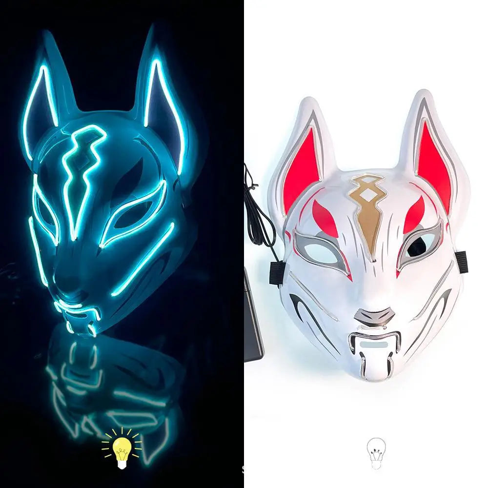 Hot Sale Halloween Glowing Face Mask - LED Fox Mask for Men and Women, Features Game Theme for Cosplay Party and Carnival Costume, Half Face Mask-6-