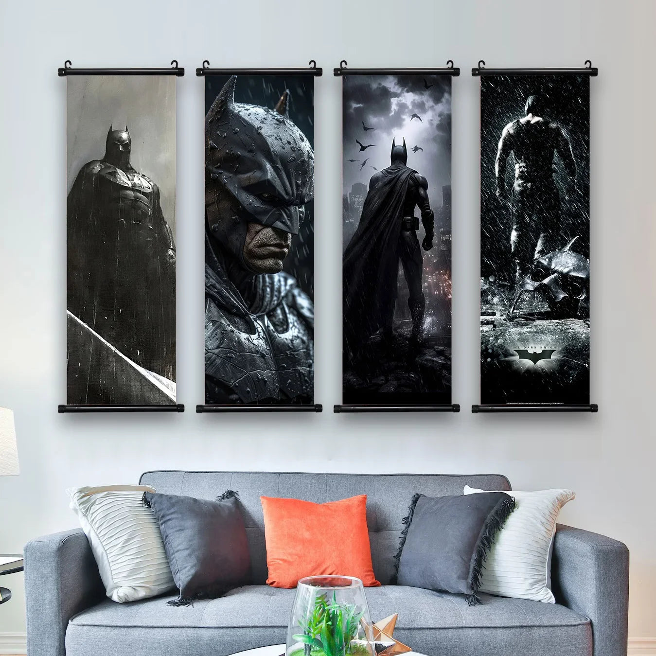 DC Batman Movie Poster Hanging Scroll Wallpaper Wall Artwork Canvas Painting Picture Print Room Home Decoration Art Decor Gift-