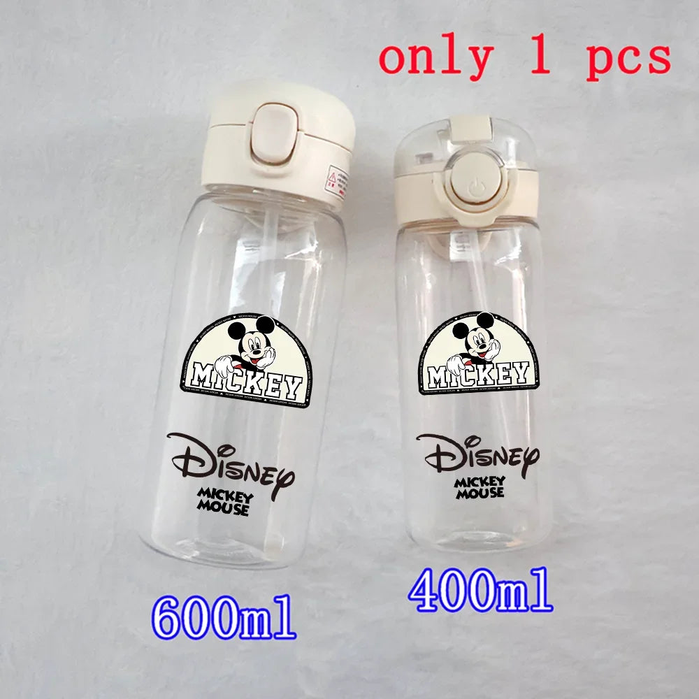 Disney Mickey Mouse Straw Bottle - 400/600ML Transparent Plastic - Portable Kids Drinking Water Cup with Donald Duck-TMSB-29-400ML-