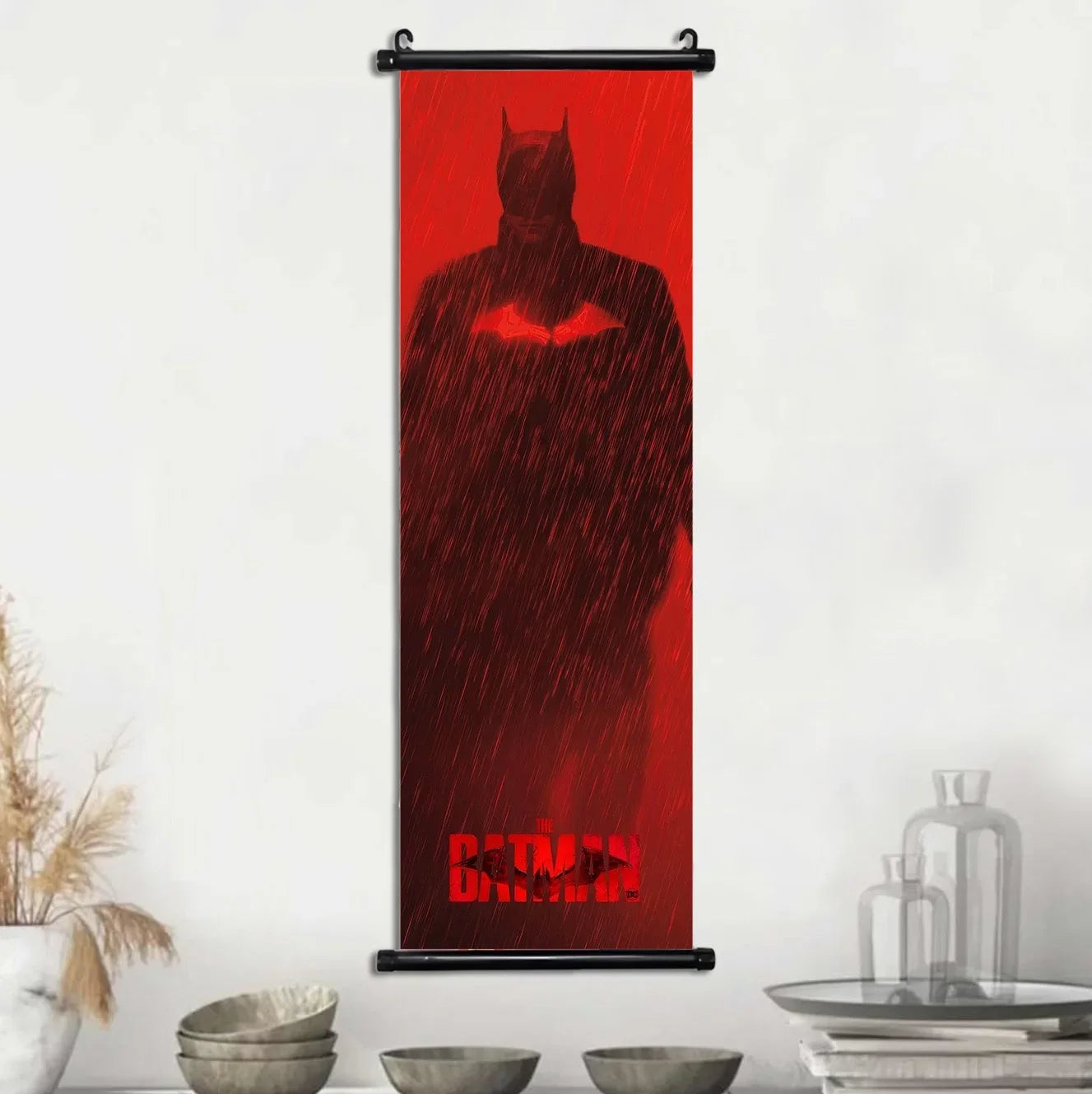 DC Batman Movie Poster Hanging Scroll Wallpaper Wall Artwork Canvas Painting Picture Print Room Home Decoration Art Decor Gift-1-5-13-25x75cm(10x30inch)-CHINA