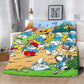 Cute Smurfs Printed Blanket Throw - Soft Warm Cartoon Picnic Blanket, Home Travel Comfort, Retro Birthday Gift-1539CS24823A13-76x102cm-Gai-