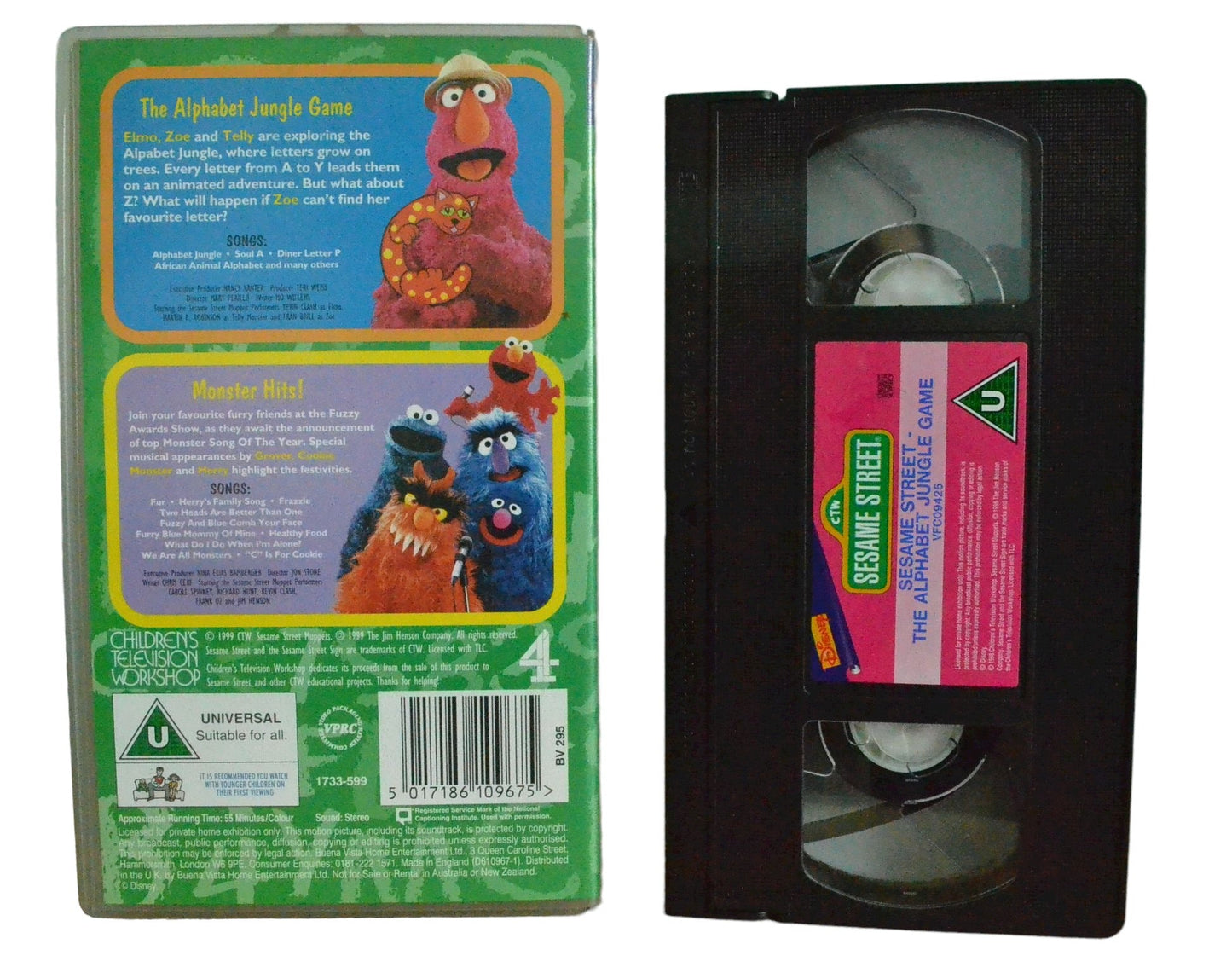 Sesame Street The Alphabet Jungle Game - Disney Video - Childrens - Pal VHS-