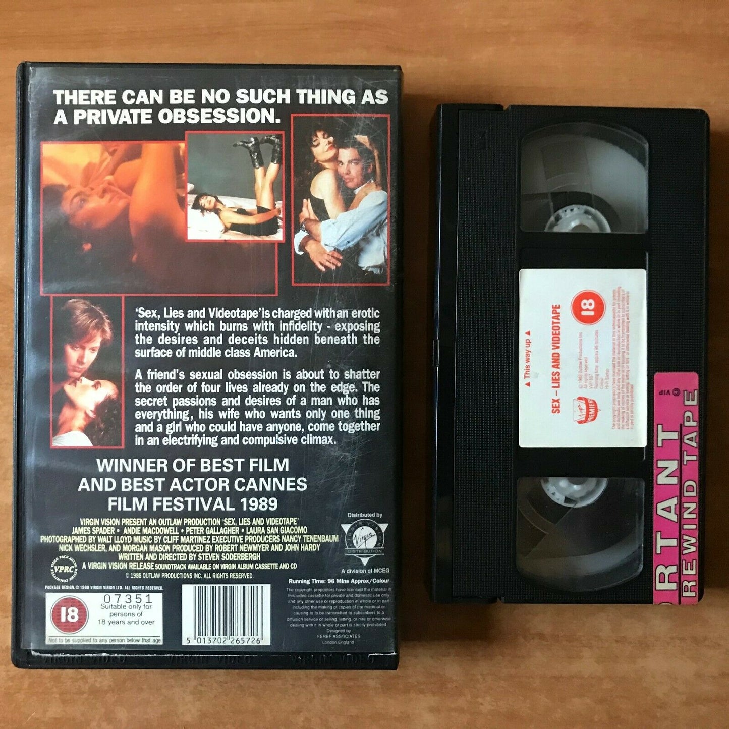 Sex,Lies And Videotape (1989): Drama [Large Box] Rental - Andie MacDowell - VHS-