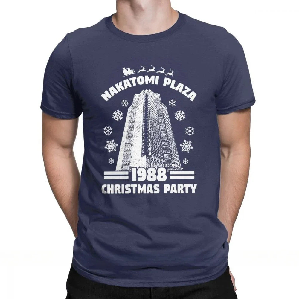 Men's T-Shirt - Nakatomi Plaza - Funny Die Hard Christmas - Party 1988 Tee Shirt - O Neck Cotton Clothes - S-5XL Short Sleeve - New Arrival-AT-09-XXXL-