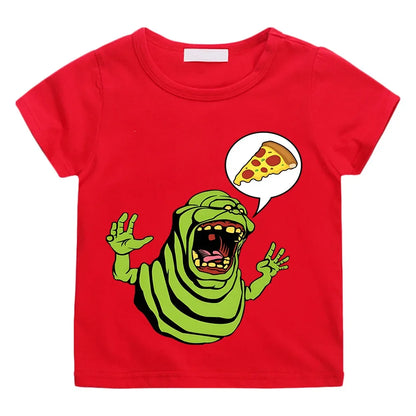 Ghostbusters Kids Cotton T-Shirt - Summer Casual Graphic Tee for Boys and Girls-red-130-