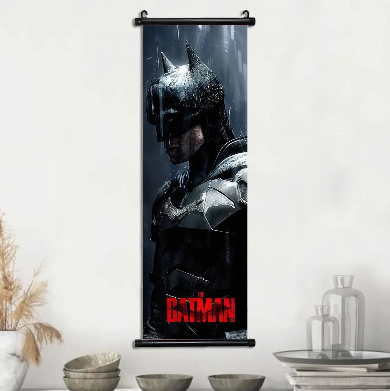 DC Batman Movie Poster Hanging Scroll Wallpaper Wall Artwork Canvas Painting Picture Print Room Home Decoration Art Decor Gift-1-5-2-25x75cm(10x30inch)-CHINA