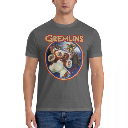 Men’s Scary Gremlins - T Shirts Gizmo - Pure Cotton Clothing - Funny Short Sleeve - Crew Neck Tee Shirt - Gift Idea T-Shirt-Dark Grey-4XL-