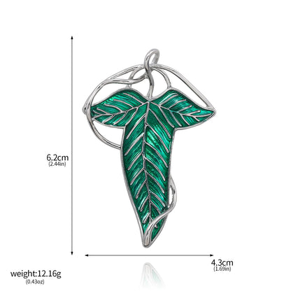 The Lord of the Rings - Green Leaves of Lorien Brooch - Pin Elf King Tolkien - Galadriel Legolas Aragorn Badge Gifts-X00570-