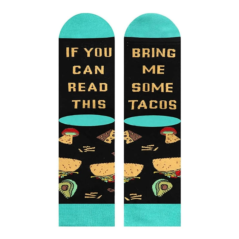 If You Can Read This' Novelty Socks - Funny Tacos Sushi Popcorn - Unique Gifts & Stockings-Green-