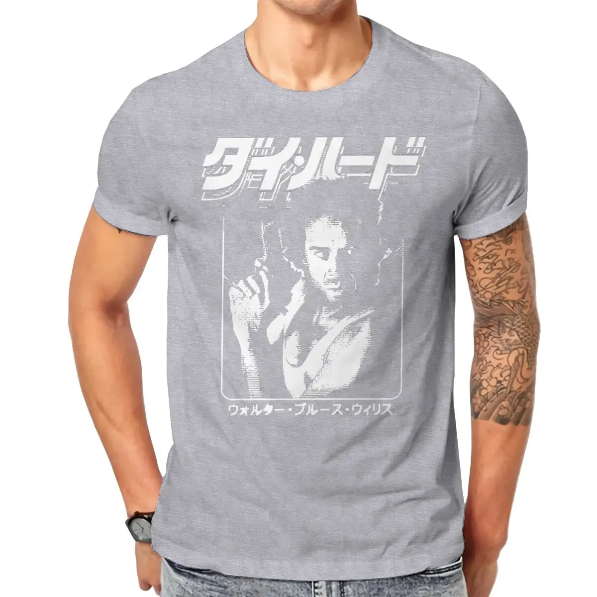 Die Hard John McClane - T-Shirt Homme - Men's T-shirt Cotton - Streetwear Casual Clothing-Grey-S-