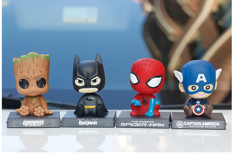 11cm Marvel The Avengers batman Car Doll Shaking Head Auto Interior Kawaii Tabletop Ornament Bobble Head Kids Toys Child Gift-