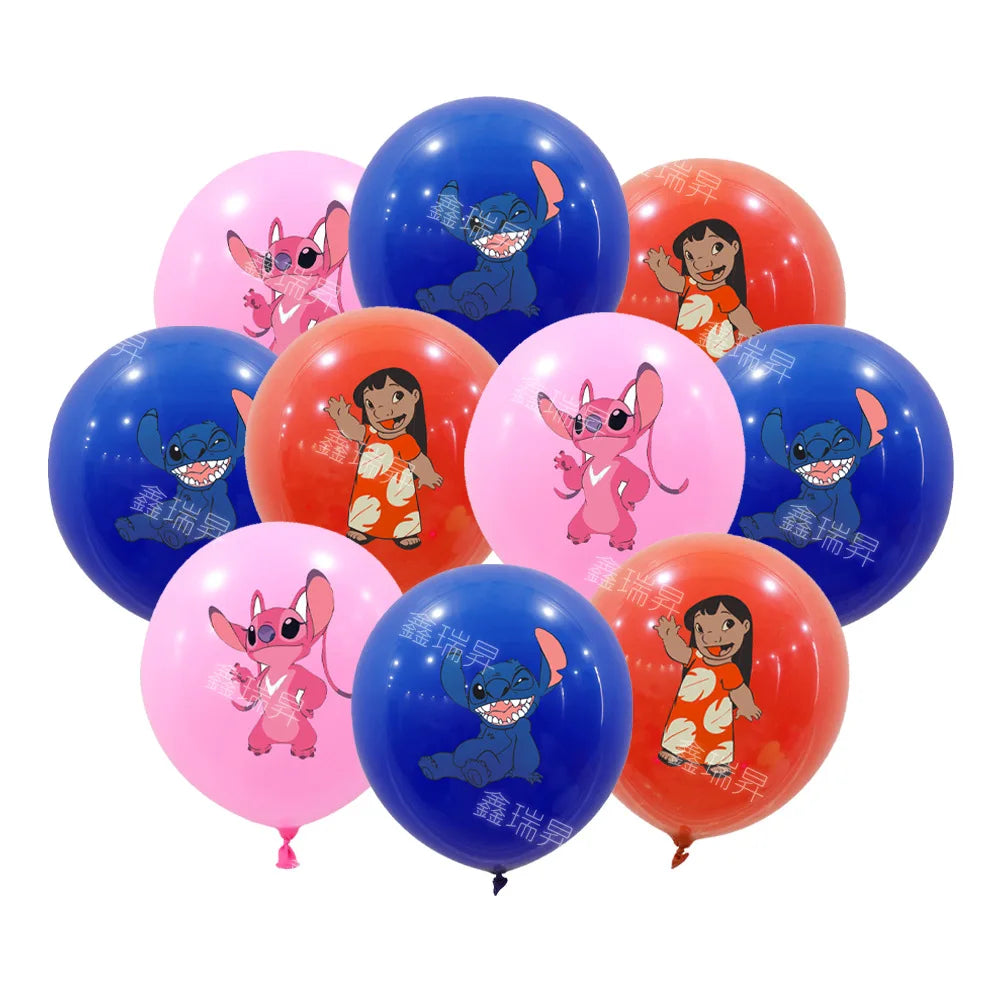 10pcs Stitch Party Balloons Set - Birthday Baby Shower Kids Cartoon Decorations Toy-10pcs-