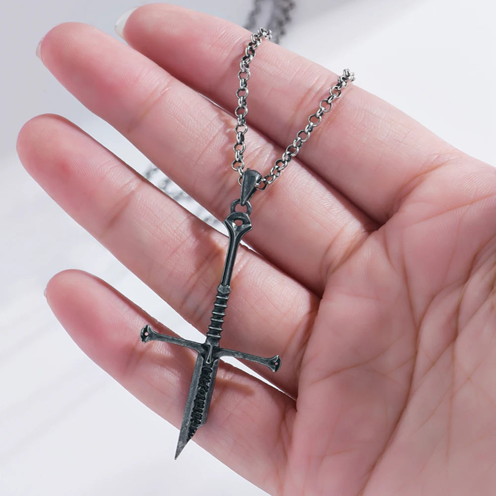 Catuni Broken Sword Necklace - Lord of The Rings Pendant - Flame of the West Movie Jewelry - Gift for Fans-N508-