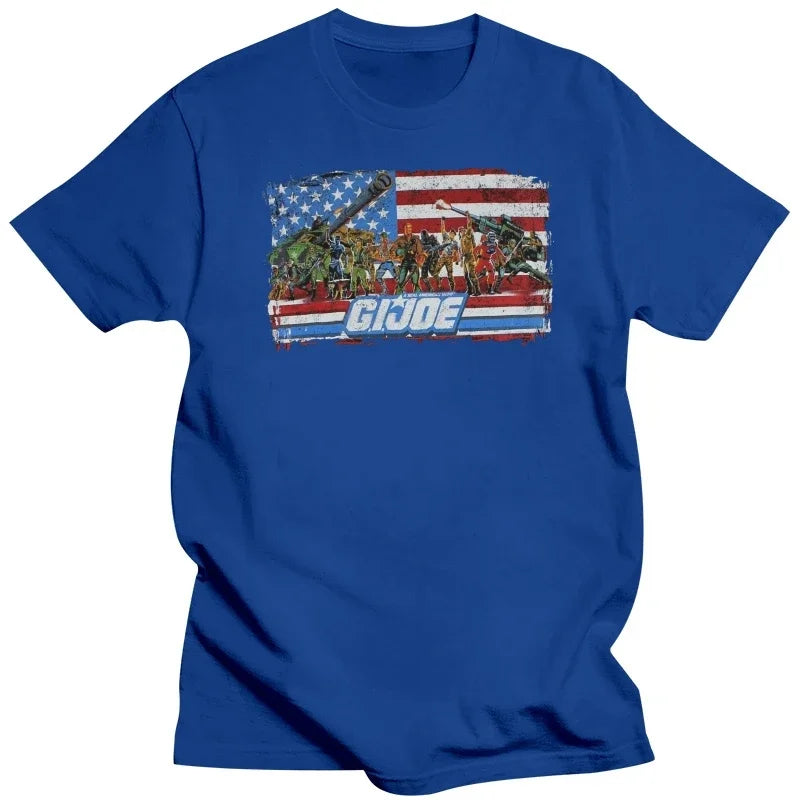 G.I. Joe Team Flag T-Shirt - Retro 80s Movie Classic Tee for Cartoon Nostalgia Addicts-SkyblueMen-S-