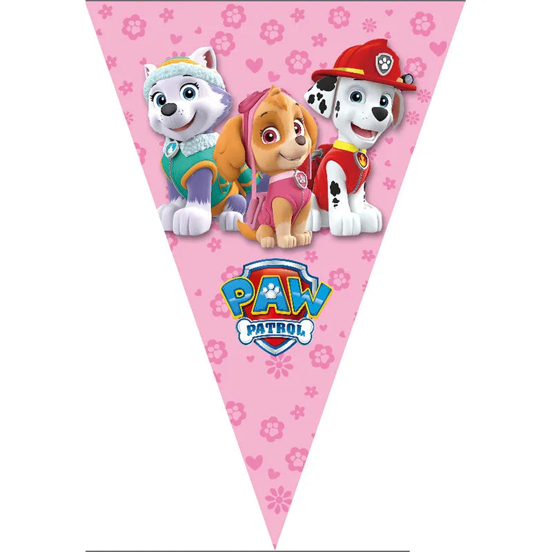 Paw Patrol Birthday Party Decorations Skye Pink - Paper Plates Cups Napkins Tableware Balloons - For Kids Baby Shower Party Supplies-pennant-