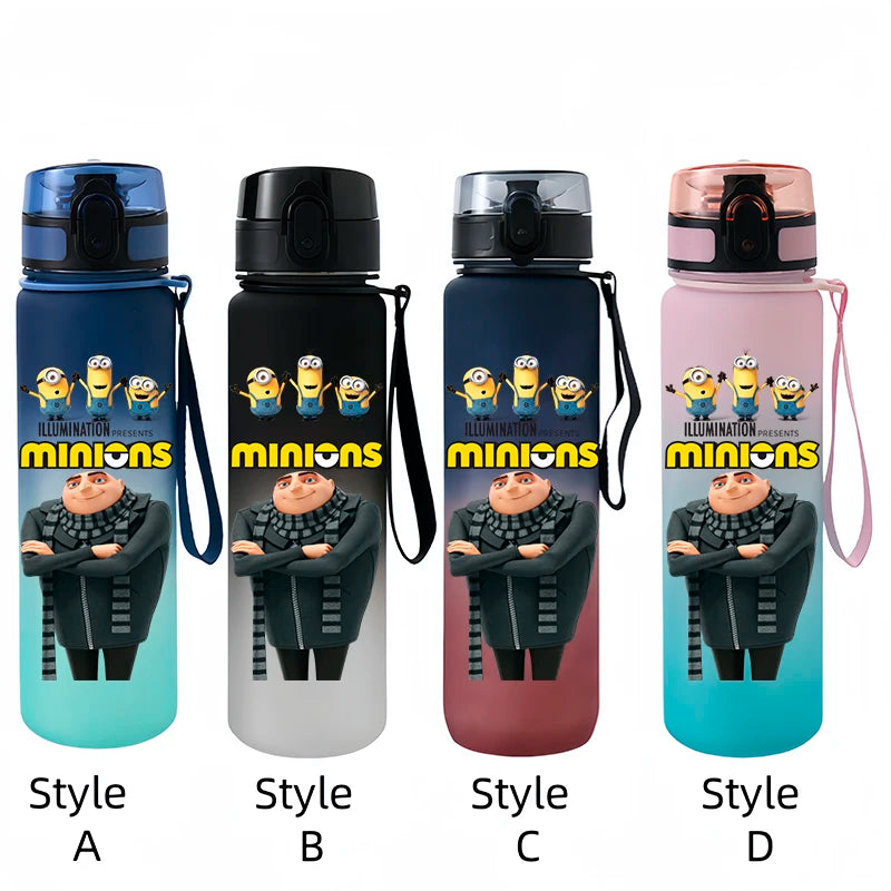 Despicable Me Minions Sports Water Bottle - 650ML Large Capacity Plastic Bottle for Outdoor Activities-xh5-Style A-