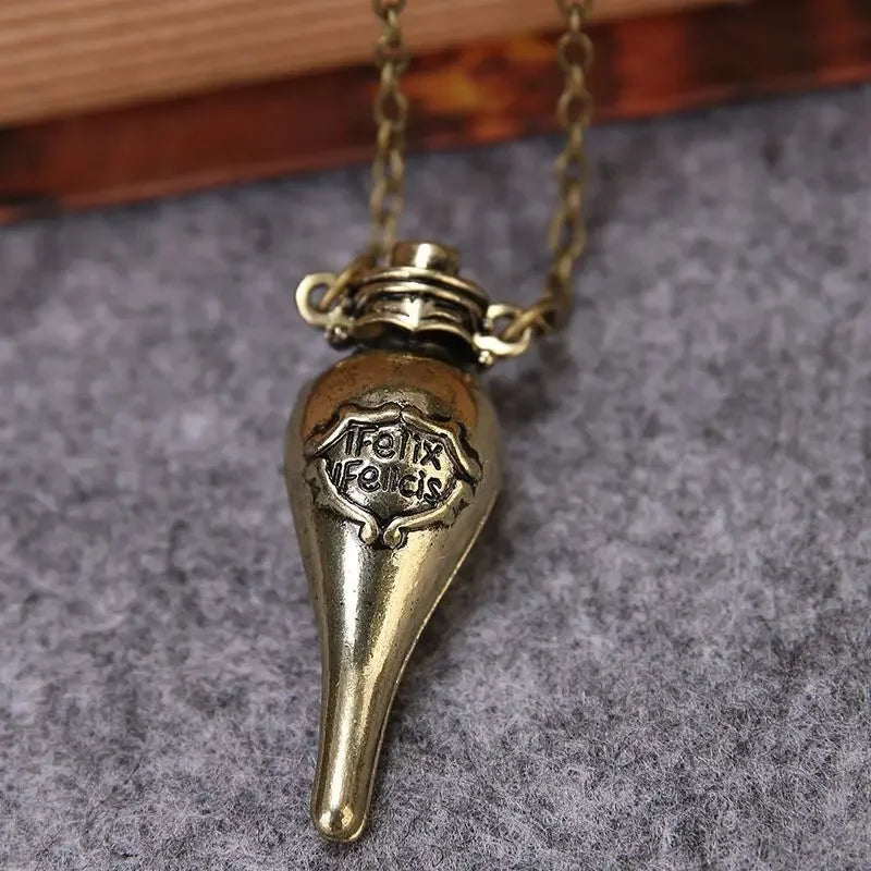 Felix Felicis Potion Necklace - Vintage Harry Potter Magical Liquid Luck Pendant-