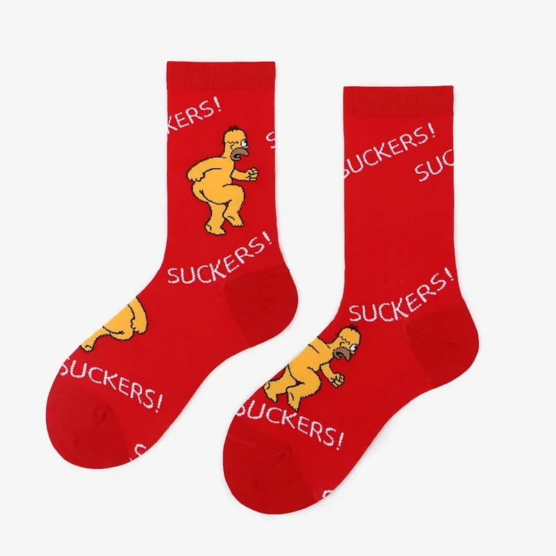 Simpsons Cotton Socks - Funny and Fashionable Hip-Hop Style - Perfect Gift for Girlfriend or Wife Simpsons Fan-24-EUR 35-42-