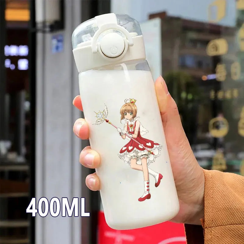 Cardcaptor Sakura Straw Water Bottle - 400ML/600ML Transparent Plastic Anti-Drop Cup for Students and Kids-4-2-