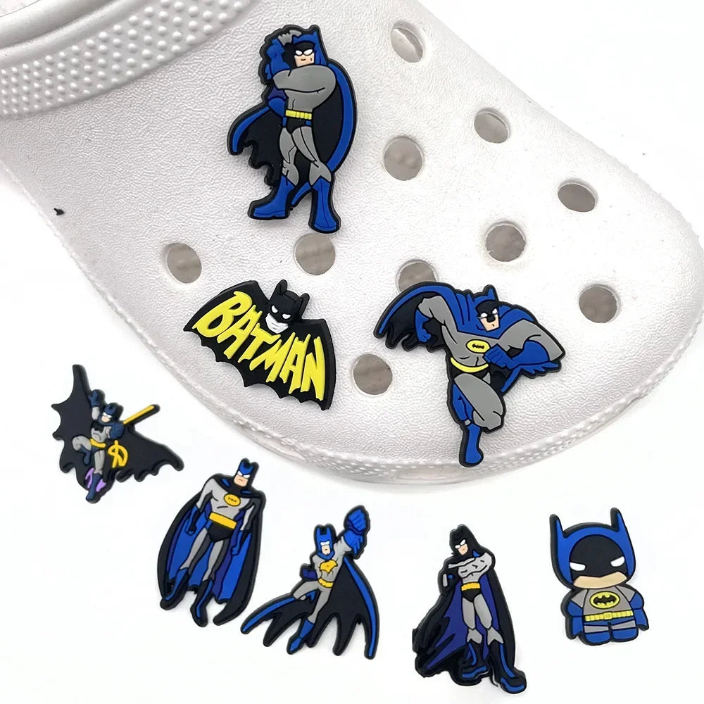 8Pcs Superheroes Batman Shoe Charms for Clogs Bubble Slides Sandals PVC Shoe Decorations Buckle Accessories for Kids-8pcs-