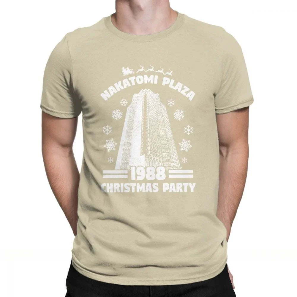 Men's T-Shirt - Nakatomi Plaza - Funny Die Hard Christmas - Party 1988 Tee Shirt - O Neck Cotton Clothes - S-5XL Short Sleeve - New Arrival-AT-06-S-