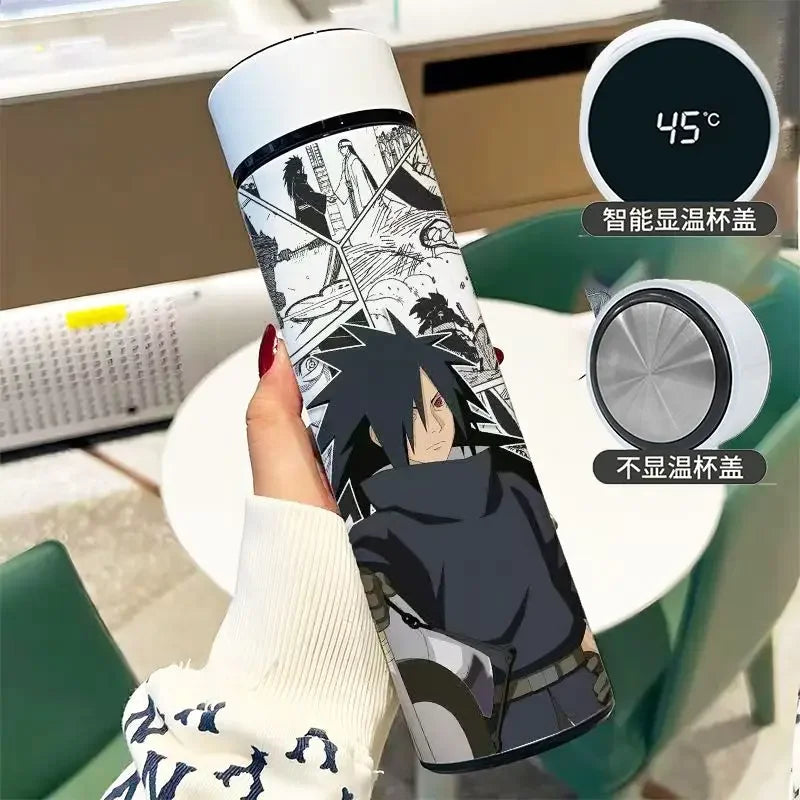 Naruto Anime Smart Thermos - Large Stainless Steel Bottle Featuring Uzumaki Naruto, Kakashi, and Itachi-