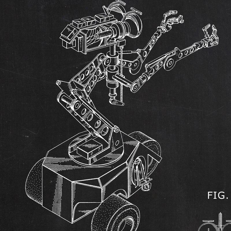 Short Circuit (1986) Johnny Five Robot Patent Art - Canvas Wall Art-