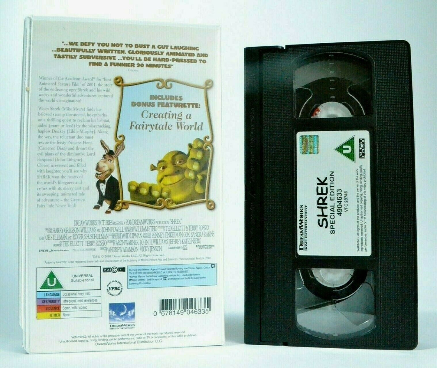 Shrek: Special Edition - Computer Animated - Mike Myers/Cameron Diaz - Pal VHS-